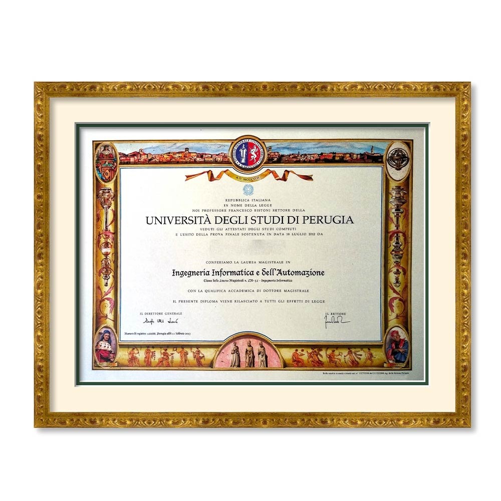 EXCELLO GLOBAL PRODUCTS Cornice Con Doppio Passepartout 28x35,6 Cm – Esponi Diploma O Foto – Colori Nero/Oro/Rosso