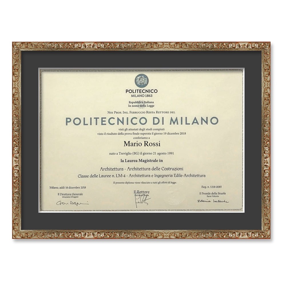 Cornice classica per diplomi argento-30x42 cm-antracite 281-011-30x42  cm-antracite