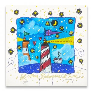 Andrea Agostini - Il mare accarezza il cuore - 16x16 cm