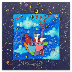 Andrea Agostini - La nave dei sogni - 25x25 cm - blu