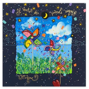 Andrea Agostini - Ottobre - Il Vento dei piccoli sogni - blu - 25x25 cm 