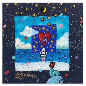 Andrea Agostini - Settembre - Ecco il mio regalo -  blu -25x25 cm 