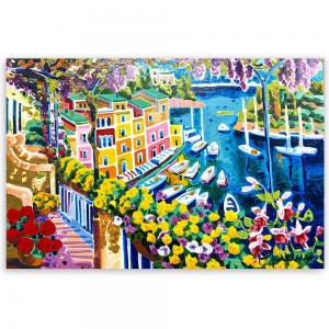 Athos Faccincani - Ammirando Portofino tra mille fiori - 40x60cm