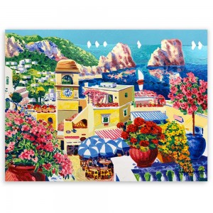 Athos Faccincani - La piazzetta di Capri tra sogno e realtà - 60x80 cm