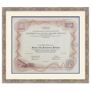 Cornice rigata argento-avorio-blu