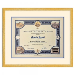 Cornice Rovere con passepartout-avorio-blu