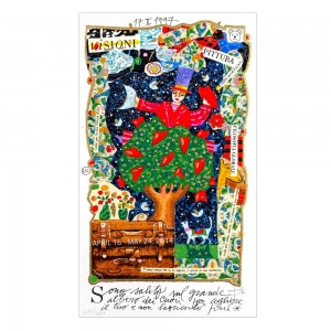 Francesco Musante - Sono salito sul grande albero dei cuori - 20x35 cm - bianco