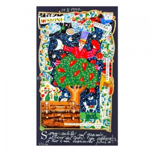 Francesco Musante - Sono salito sul grande albero dei cuori - 20x35 cm - nero