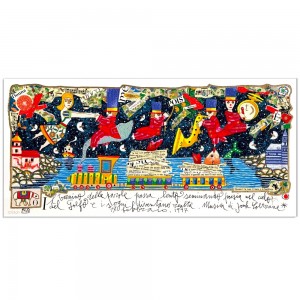 Francesco Musante - Il trenino delle parole -  23x50 cm - bianco