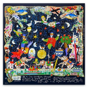 Francesco Musante - In un circo dipinto da Chagall - 50x50  cm - nero