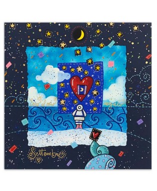 Andrea Agostini - Settembre - Ecco il mio regalo -  blu -25x25 cm 