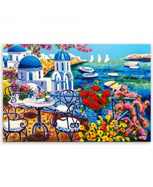 Athos Faccincani - Tre vele all'orizzonte e luce a Santorini - 40x60cm