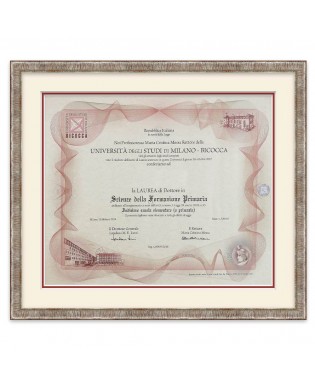 Cornice rigata argento-avorio-rosso