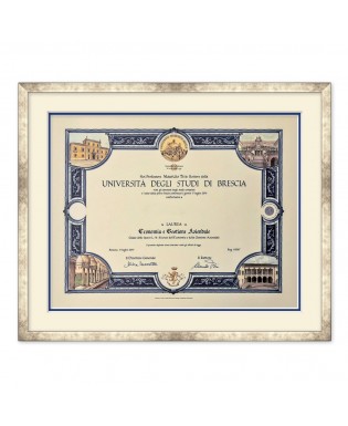 Cornice argento patinato-avorio-blu
