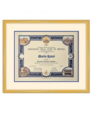 Cornice Classica per Diploma- Laurea- Certificato Grafica Cornice Artigianale con o Senza passepartout Vari Formati e Colori Foto 21 x 29,7 + Pass Avorio, Argento Antico 