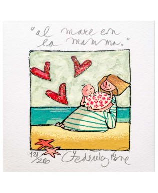 Federica Porro - Al mare con la mamma - 12x12 cm