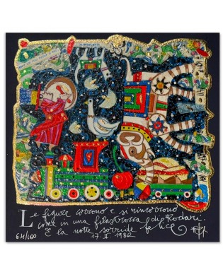 Francesco Musante - Le figure corrono - 20x20 cm - nero