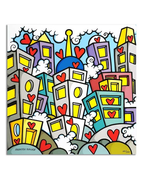 Aleandro Roncarà - Love town - 40x40 cm