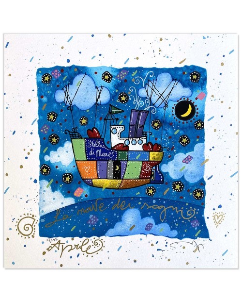 Andrea Agostini - Aprile - La nave dei sogni - 25x25 cm 