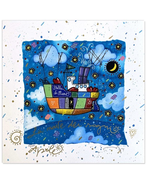Andrea Agostini - Aprile - La nave dei sogni - 25x25 cm 
