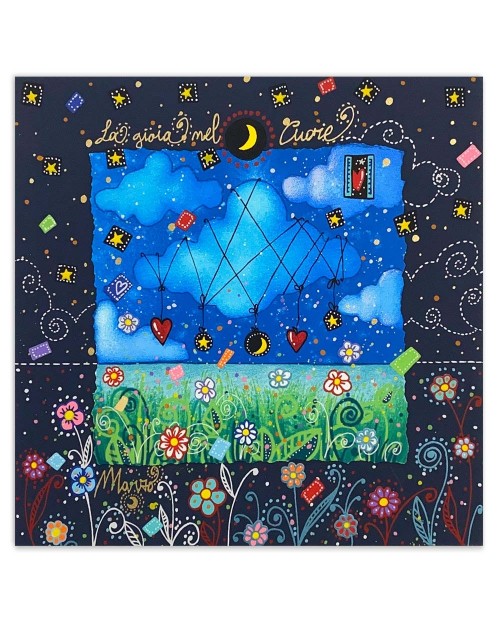 Andrea Agostini - Marzo - La gioia nel cuore - 25x25 cm - blu 