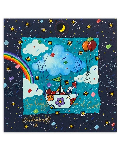 Andrea Agostini - Novembre - In viaggio con il cuore - 25x25 cm - blu
