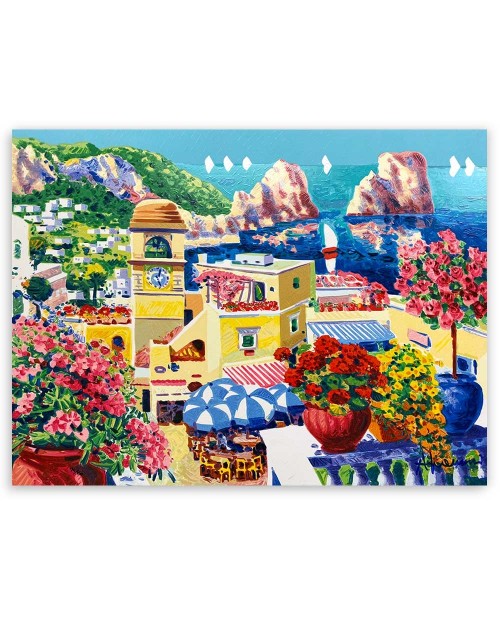 Athos Faccincani - La piazzetta di Capri tra sogno e realtà - 60x80 cm