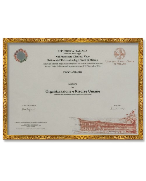 Cornice classica per diplomi oro