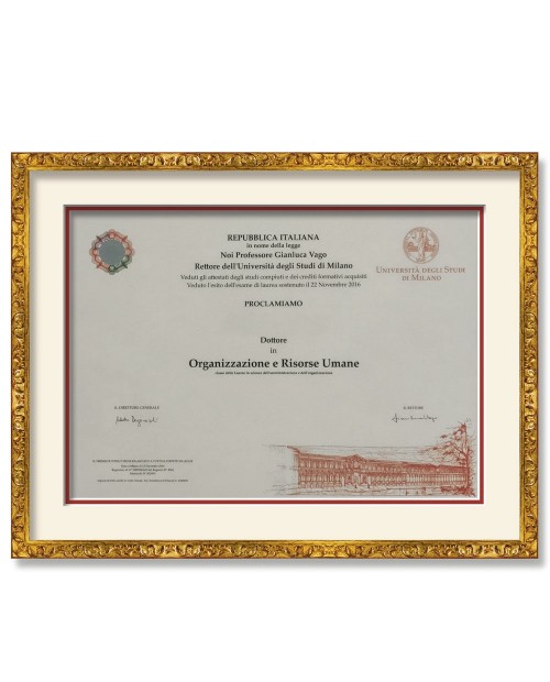 Cornice classica per diplomi-43x55 cm-avorio-rosso