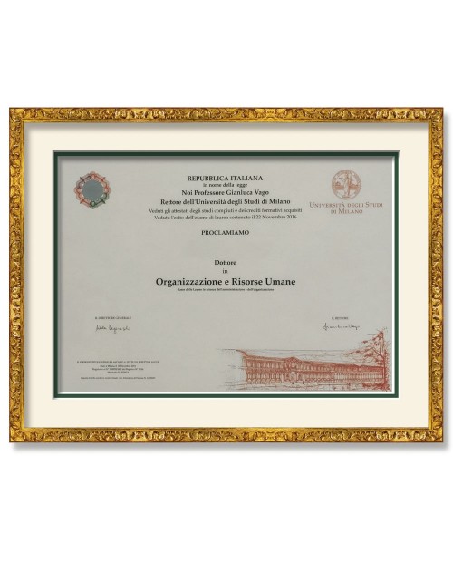 Cornice classica per diplomi-21x29,7 cm-avorio-verde