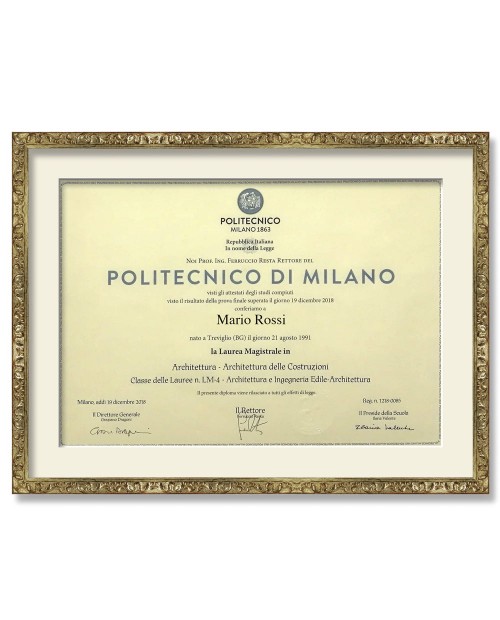 Cornice classica per diplomi argento