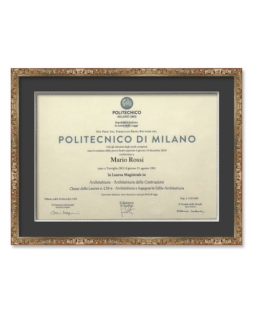 Cornice classica per diplomi argento-43x55 cm-antracite