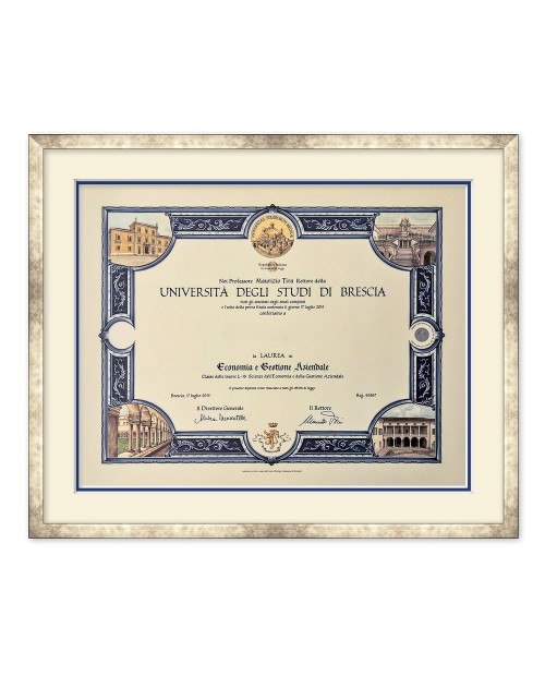 Cornice argento patinato-avorio-blu