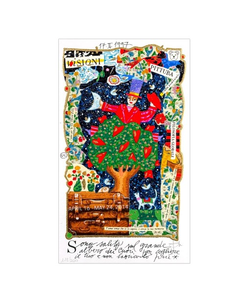 Francesco Musante - Sono salito sul grande albero dei cuori - 20x35 cm - bianco