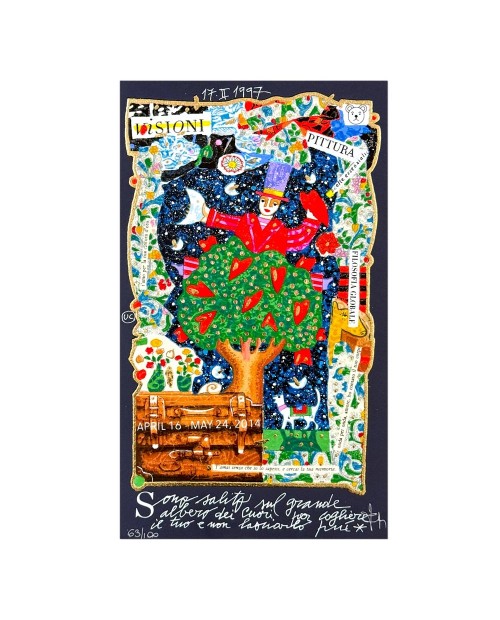 Francesco Musante - Sono salito sul grande albero dei cuori - 20x35 cm - nero