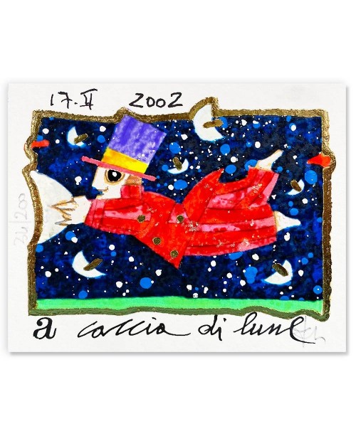 Francesco Musante - A caccia di lune - 8x10 cm bianco