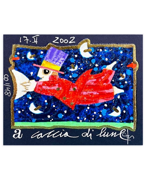 Francesco Musante - A caccia di lune - 8x10 cm nero