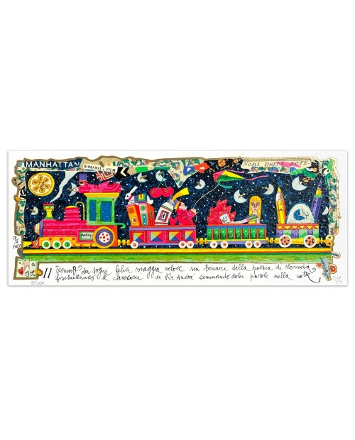 Francesco Musante - Il trenino dei sogni - 20x50 cm - bianco
