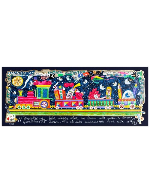 Francesco Musante - Il trenino dei sogni - 20x50 cm - nero