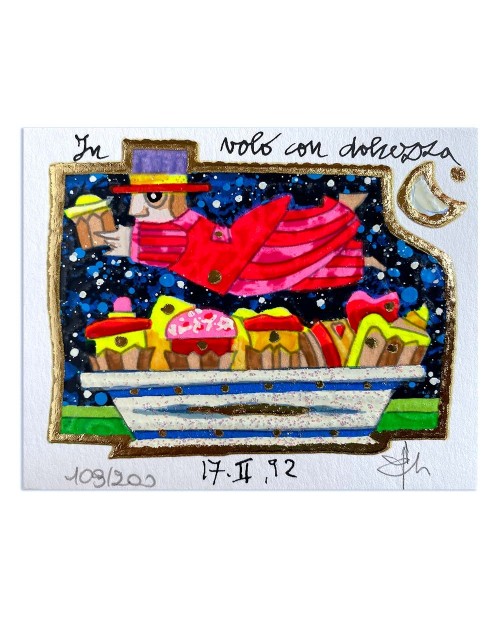 Francesco Musante - In volo con dolcezza - 8x10 bianco