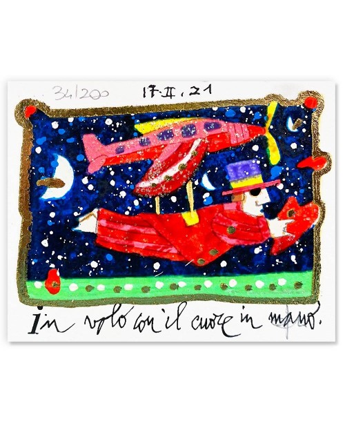 Francesco Musante - In volo con il cuore in mano - 8x10 cm bianco
