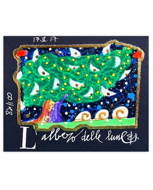 Francesco Musante - L'albero delle lune - 8x10 cm nero