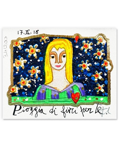 Francesco Musante - Pioggia di fiori per te - 8x10 cm bianco