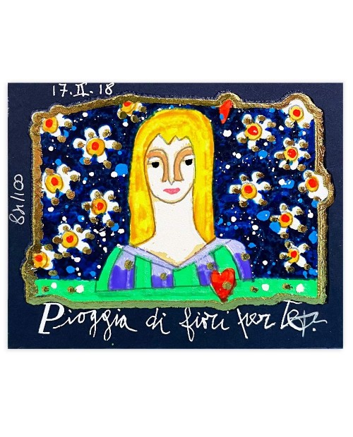 Francesco Musante - Pioggia di fiori per te - 8x10 cm nero