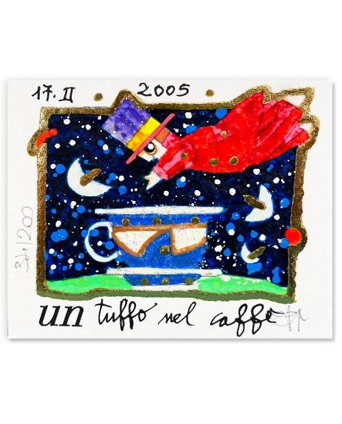 Francesco Musante - Un tuffo nel caffè - 8x10 cm bianco
